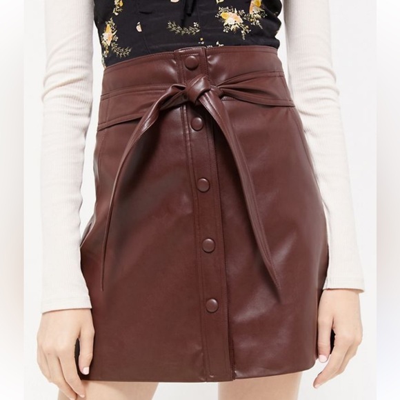 Urban Outfitters Dresses & Skirts - Urban Outfitters UO Maisie Faux Leather Mini Skirt Brown Size Medium